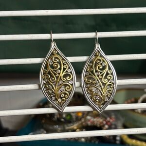 Elegant Goldtone and Silvertone Leaf Earrings